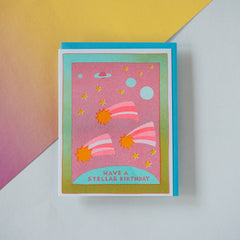 Have a Stellar Birthday - Risograph Greeting Card