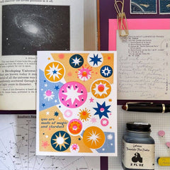 Magic and Stardust- Cute Risograph Greeting Card