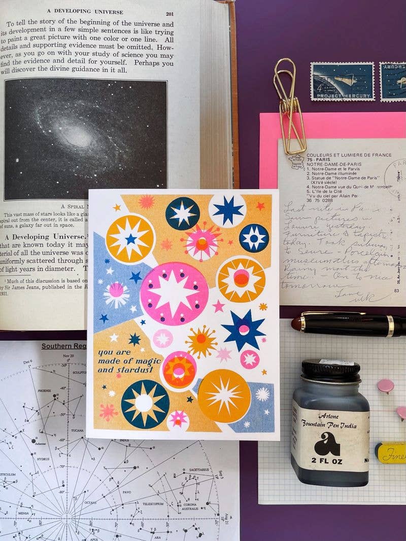 Magic and Stardust- Cute Risograph Greeting Card