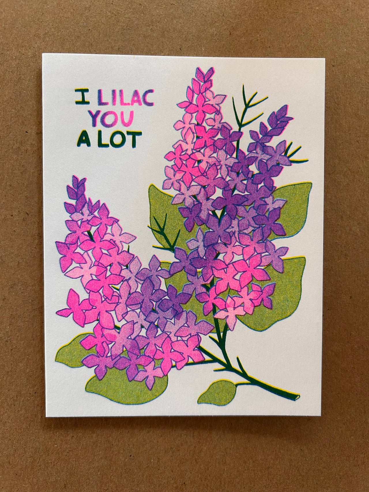 I Lilac You A Lot -  Risograph Greeting Card