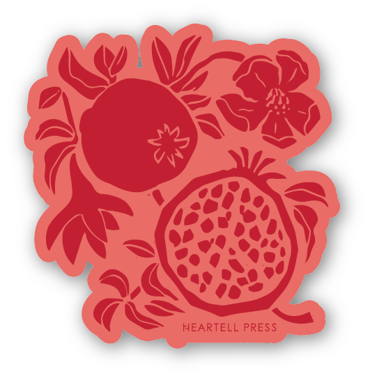 Eco Friendly Pomegranate Die Cut Sticker