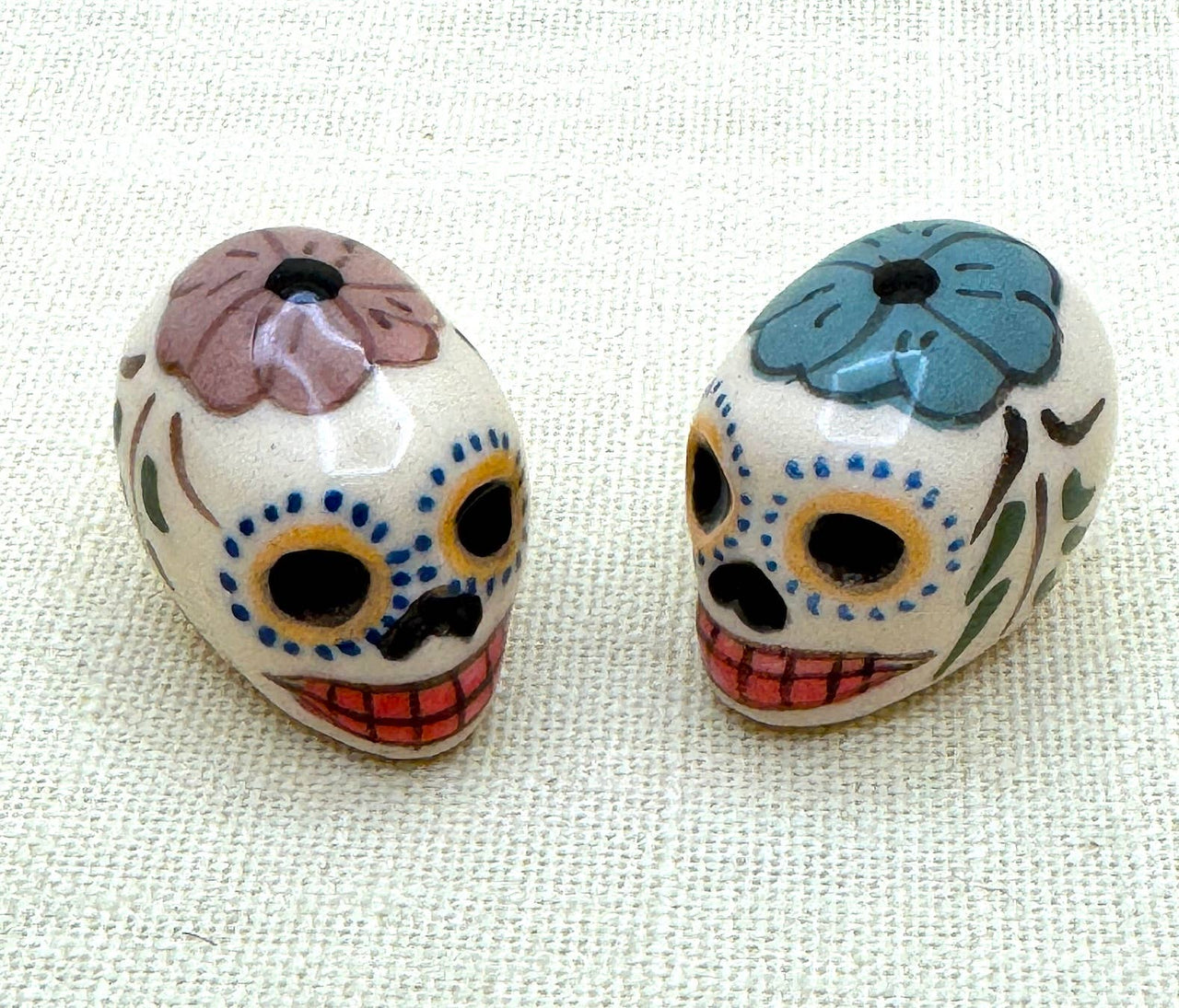  Extra Small Painted Pottery Skulls, Peru