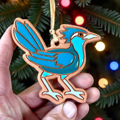 Roadrunner (#2) Artisanally Crafted Ornament (Color Var): Blue