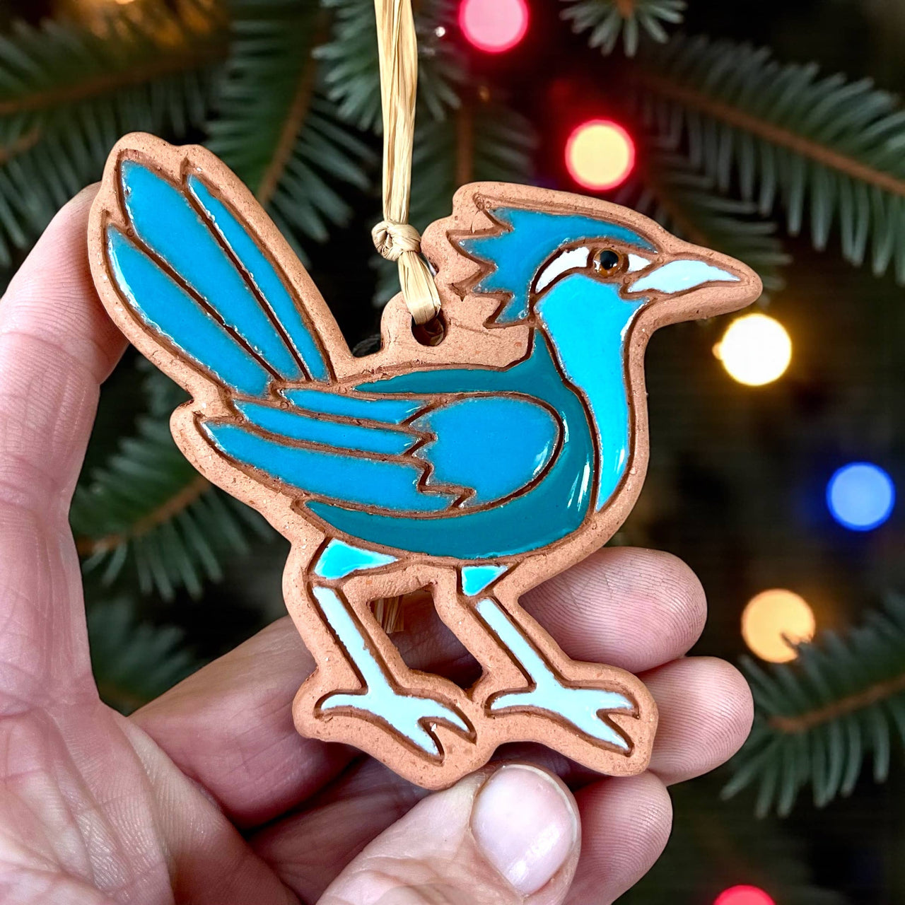 Roadrunner (#2) Artisanally Crafted Ornament (Color Var): Blue
