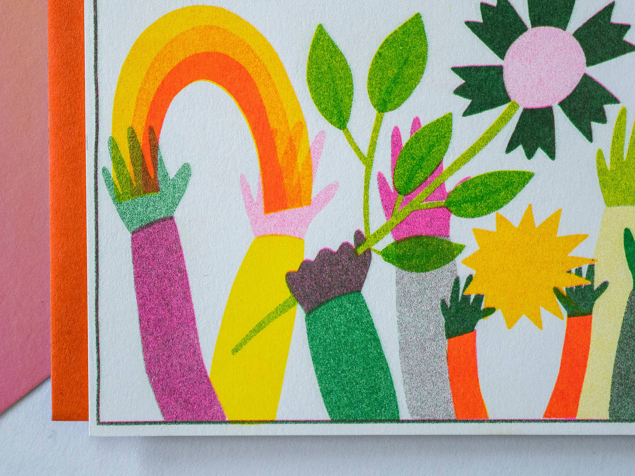 Hello High Fives - Risograph Greeting Card