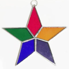STAINED GLASS STARS - HANDMADE - FLAT       BEST SELLER!: ASSORTMENT OF COLORS