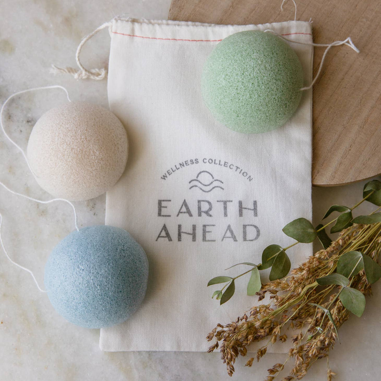 Earth Ahead - Facial Cleansing Sponge - Set of 3 colors w/ pouch