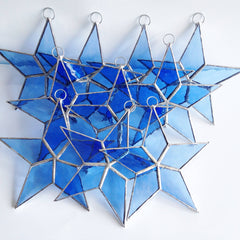 STAINED GLASS STARS - HANDMADE - FLAT       BEST SELLER!: ASSORTMENT OF COLORS