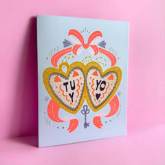 Tu Y Yo Love Locket Risograph Spanish Language Card