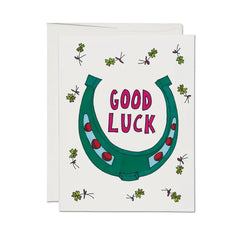 Red Cap Cards - Greeting Card - Good Luck Clover