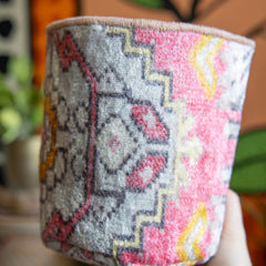 Vintage Rug Pattern Storage and Plant Basket