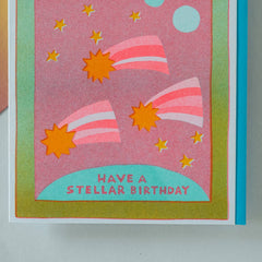 Have a Stellar Birthday - Risograph Greeting Card
