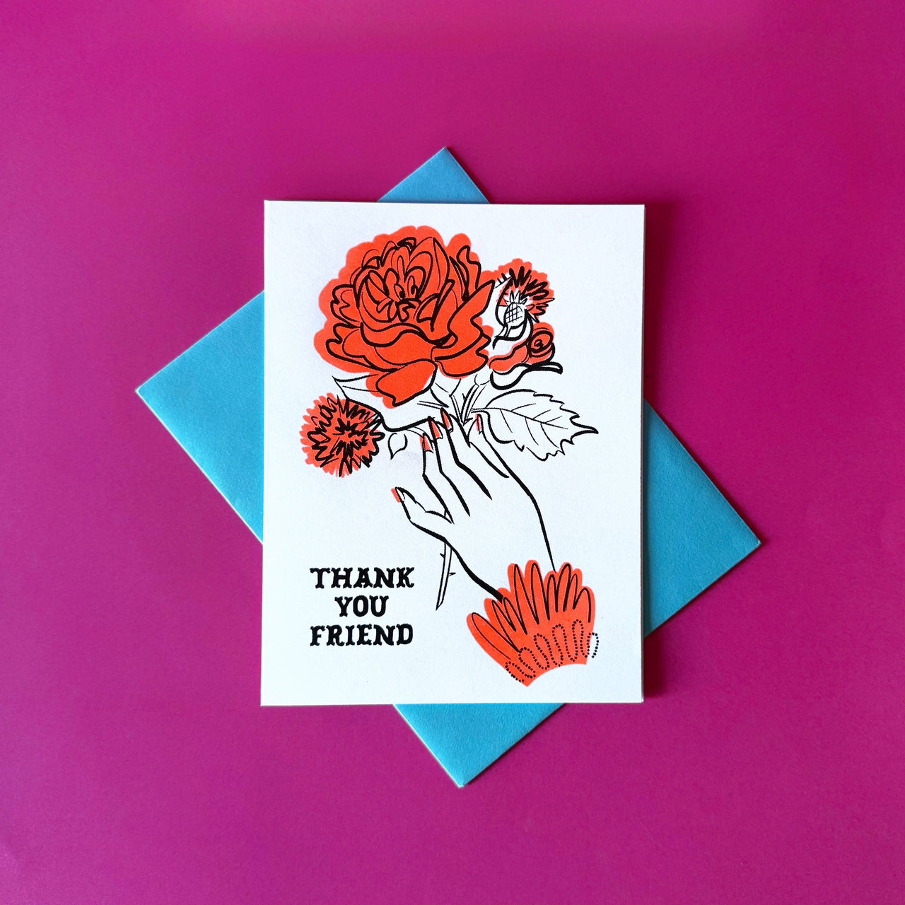 Thank you Friend - Risograph Greeting Card