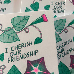 Morning Glory Friendship - Risograph Greeting Card