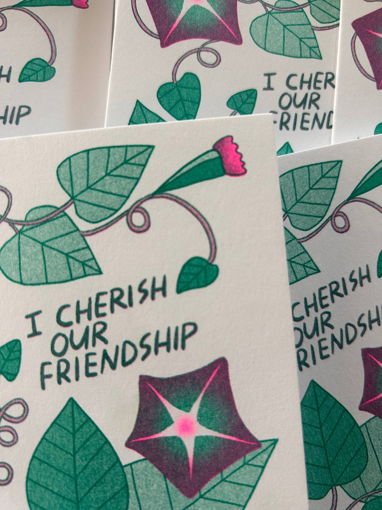 Morning Glory Friendship - Risograph Greeting Card