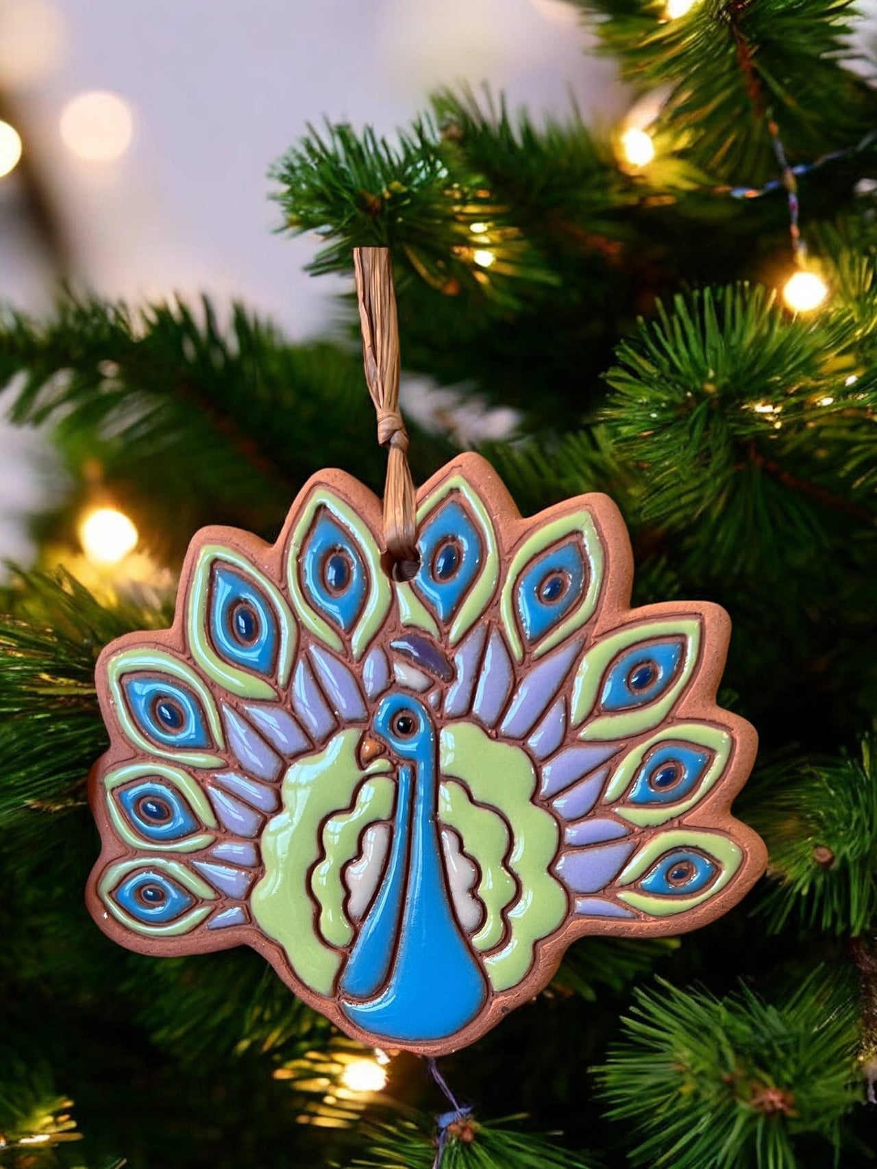 Peacock Artisanally Crafted Ornament: Purple