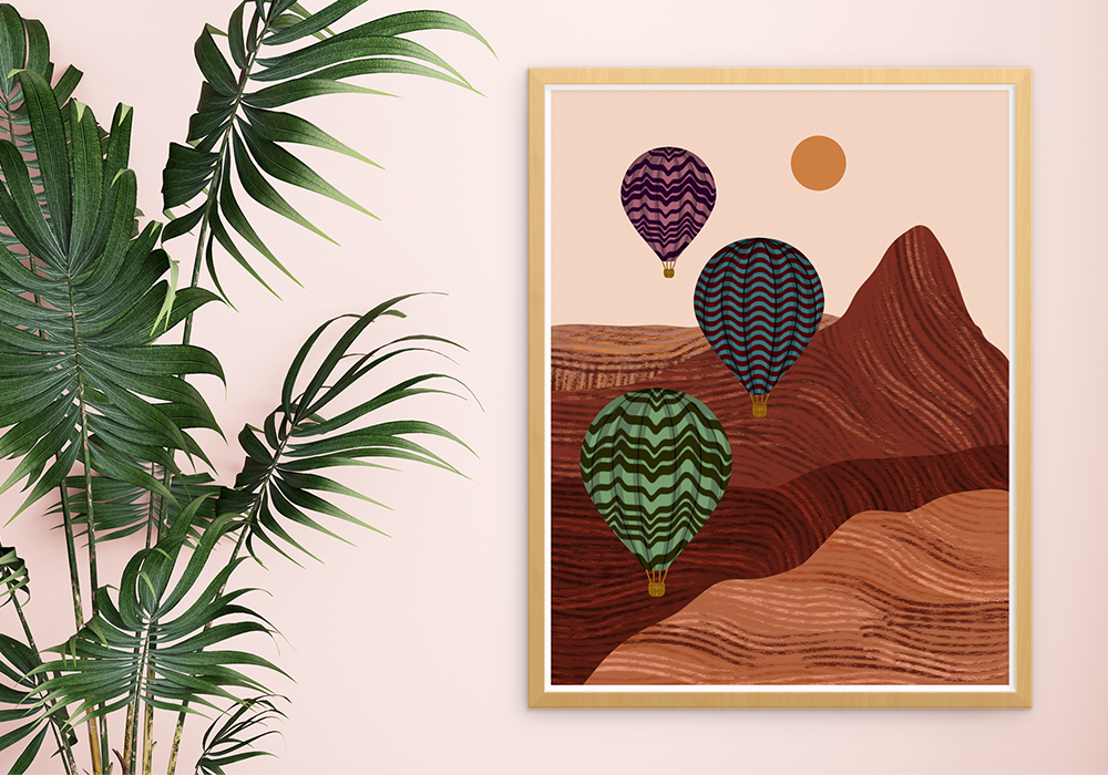 Balloons in the Desert (No. 1) Art Print: 5x7
