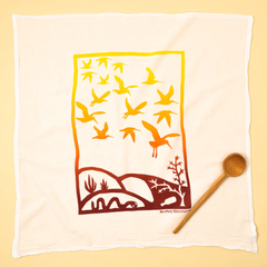 Kei & Molly - Tea Towel -Immigration/Migration- Two Tone Yellow