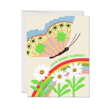 Red Cap Cards - "Love Brings Rainbows" Butterfly & Flowers