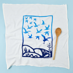 Kei & Molly - Tea Towel -Immigration/Migration- Two Tone Blue