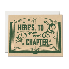 Red Cap Cards - Greeting Cards - "Here's to Your Next Chapter" Worm Book Congratulations