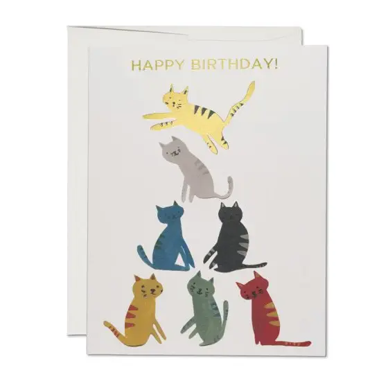 Red Cap Cards - Greeting Card - Happy Birthday Cats