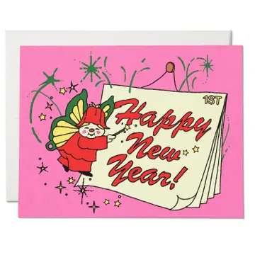 Red Cap Cards - Greeting Card - Happy new year Fairy