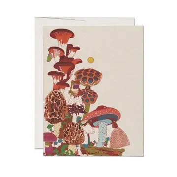 Red Cap Cards - Greeting Card - Frog And Mushrooms