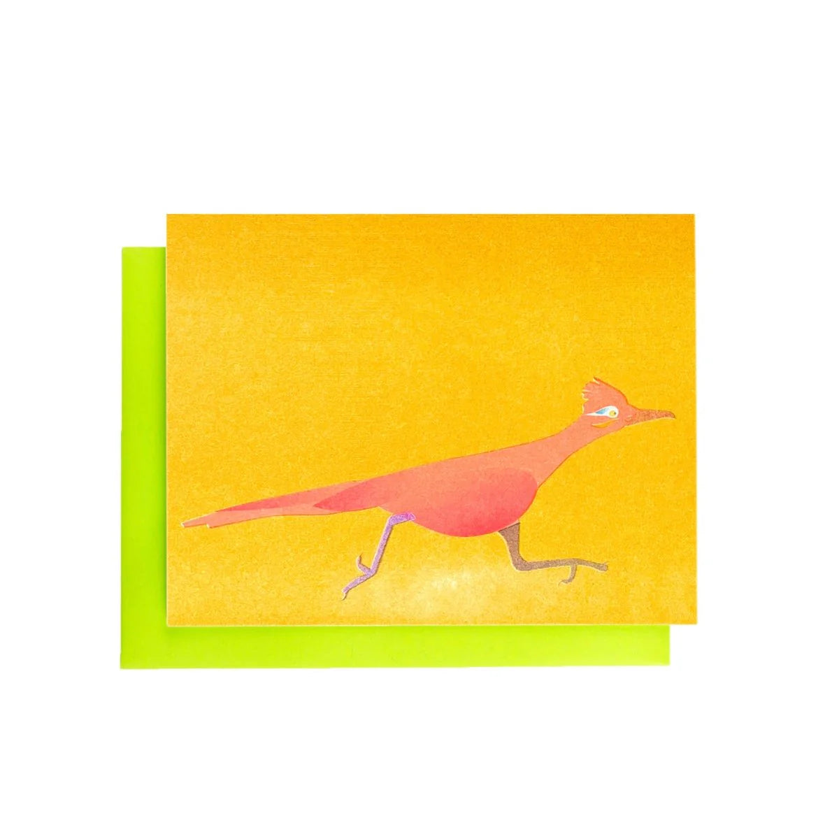 Neon Roadrunner- Risograph Greeting Card