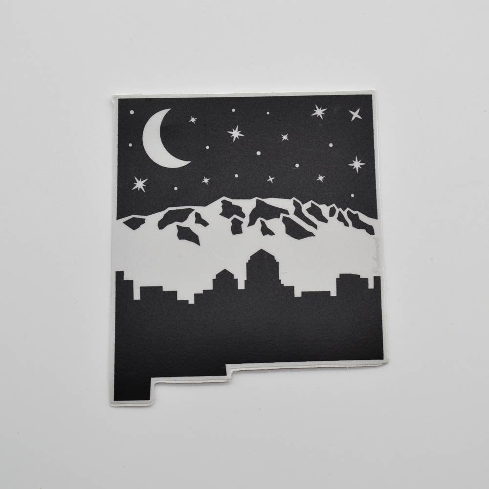 Metal - ABQ Night Skyline Sticker - Black & White