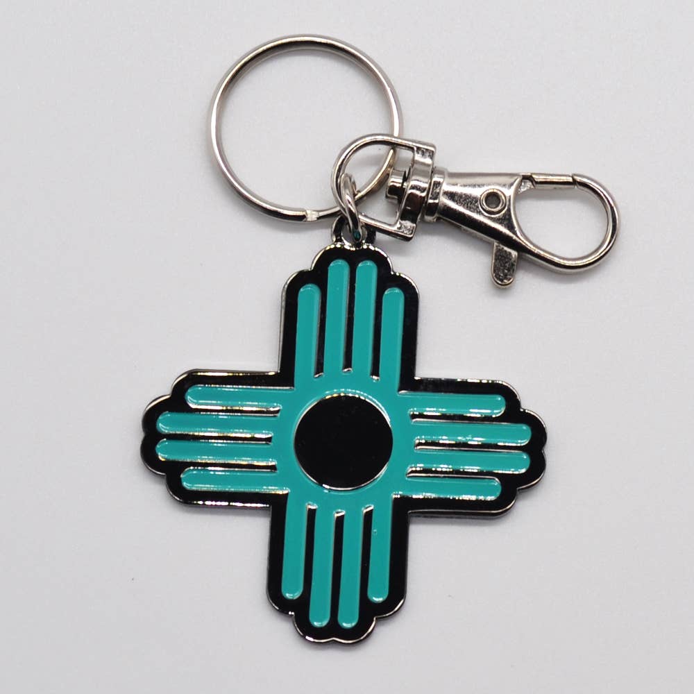 Metal - Blue Zia Keychain