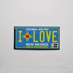 Metal - I Love New Mexico License Plate Sticker - Blue & Yellow