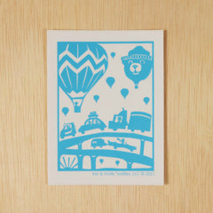 Kei & Molly - Hot Air Balloon & Cars Sticker - Blue