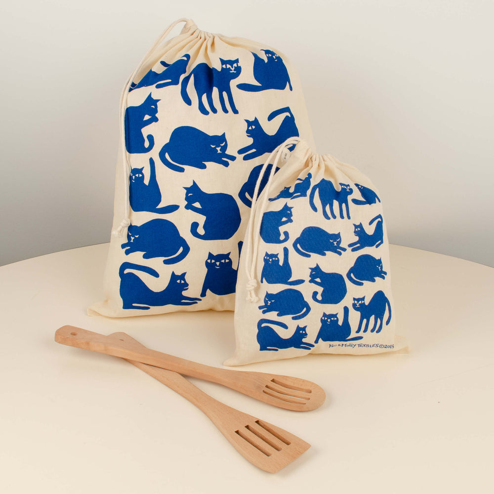 Kei & Molly - Cats Reusable Bags - Blue