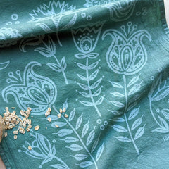 Jen Fox - Folk Blooms Tea Towel - Green