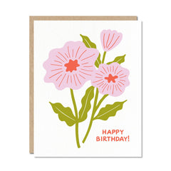Odd Daughter - Birthday Flowers Greeting Card - Pink & Red