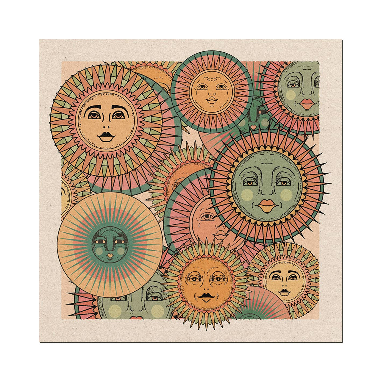 Cai & Jo - Sun Faces Print (12" x 12")