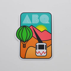 Metal - ABQ Balloon & Tram Sticker - Green, Pink & Orange